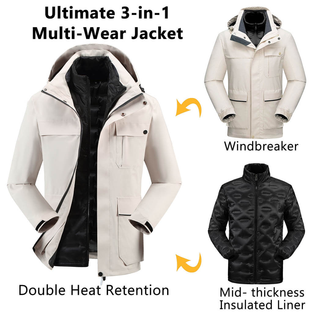 Custom 3-in-1 men’s outdoor outfit with down jacket details multi-wear