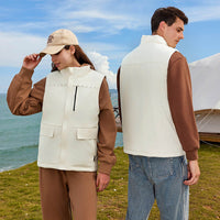 Custom men’s water-resistant duck down golf vest with stand collar — lightweight, insulated, and ideal for outdoor sports and chilly days on the course.