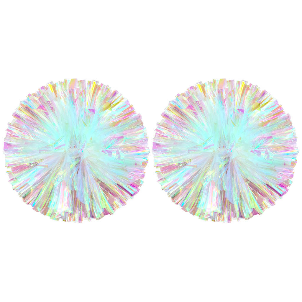 2-Pack Iridescent Cheer Pom Poms - Shimmering Rainbow Shine for