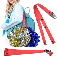 Cheer Pom Pom Holder - Adjustable Straps & Name Tag for Easy, Hands-Free Cheer Gear Carrying