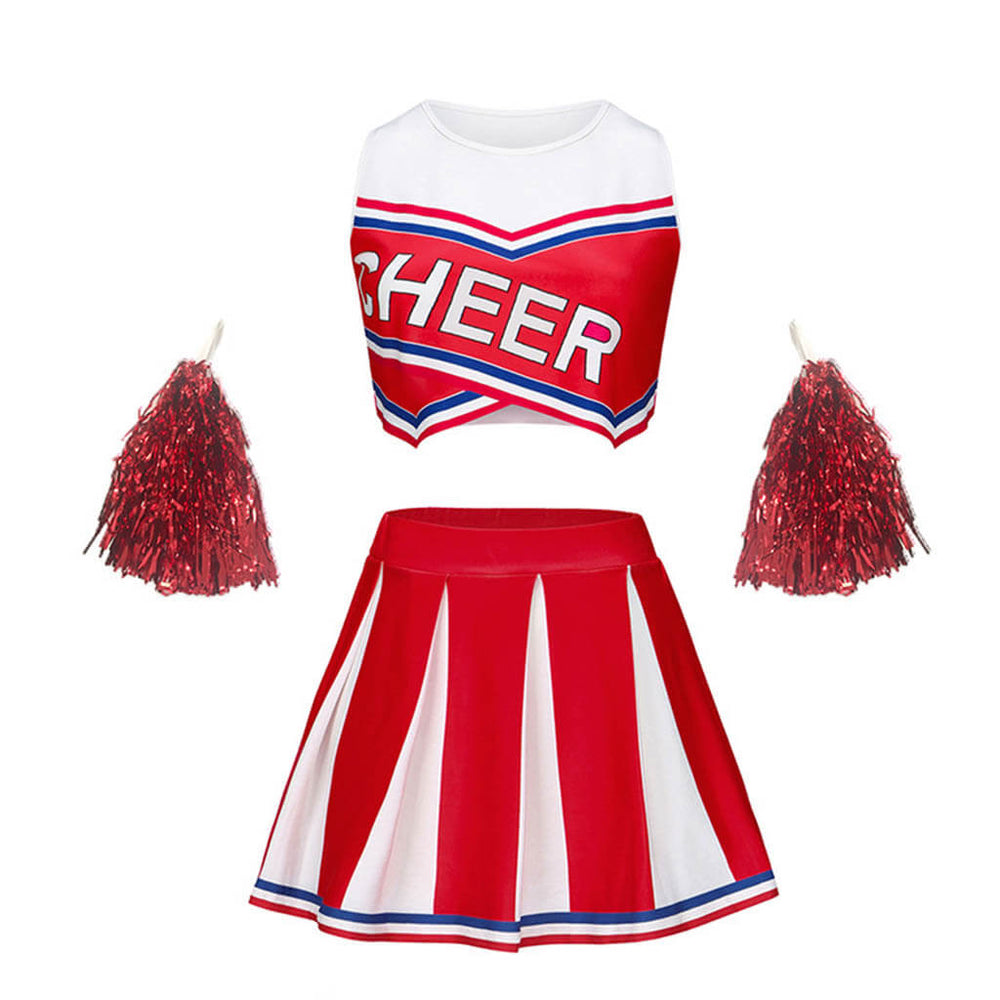 Green Cheerleader Costume Dress and Pom Poms
