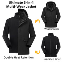 Custom Men’s 3-in-1 Thigh-length Waterproof Jackets