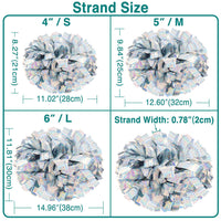 Measurement chart for different sizes of decorative strands with labeled dimensions.