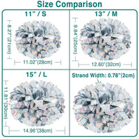 Size comparison chart for decorative strands with measurements in inches and centimeters.