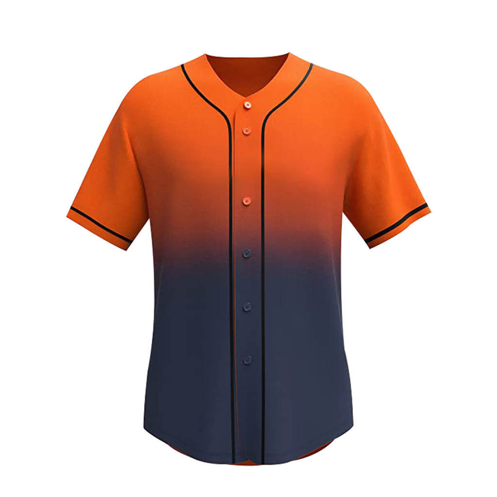 Custom Men’s Ombre Baseball Style Shirts Orange Black / S