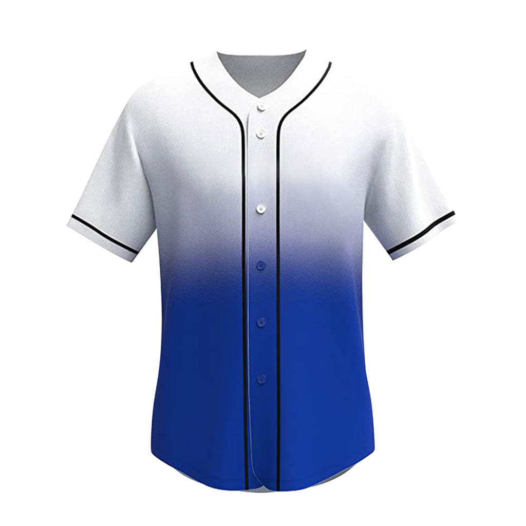 Custom Men’s Ombre Baseball Style Shirts White Royal / XL