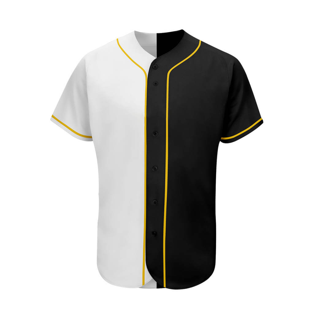 Custom Men’s Two-Toned Button Up Baseball Jersey White Black / 3XL
